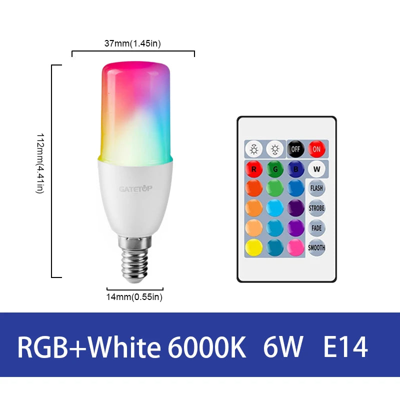 LED RGB Lamp Spotlight Bulb E27 E14 GU10 B22 AC120V 230V Bombillas LED 6W 10W IR Remote Control Led Smart RGBW Lamp Home Decor - Cashdust