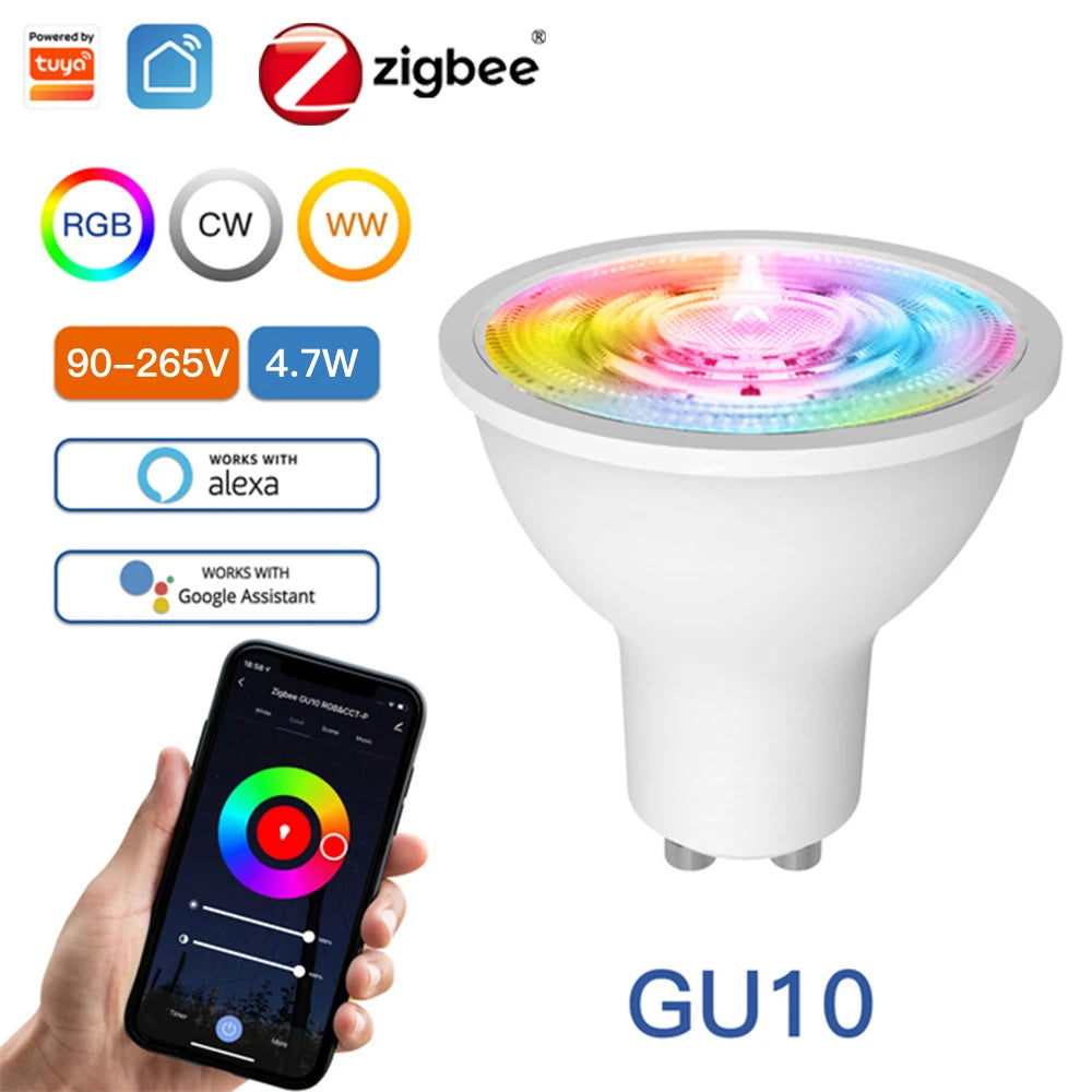 MOES Tuya ZigBee GU10 WIFI Smart LED Bulbs RGB C+W White Dimmable Lamps Smart Life APP Control Light Bulbs Voice Alexa/Google - Cashdust