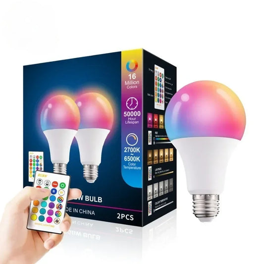 E27 LED RGB Lamp Spotlight Bulb AC 85-265V Bombillas LED 3W5/10/15W IR Remote Control Bulb Smart Led RGBW Lamp Home Decor - Cashdust