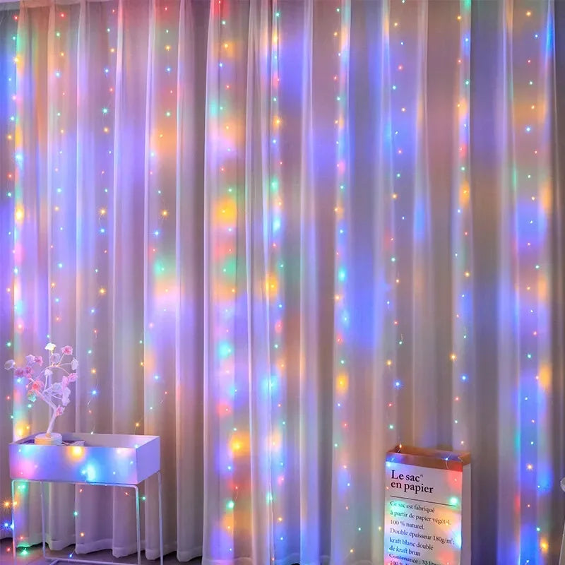 3M LED Curtain Garland Fairy String Lights Christmas Holiday Party Wedding Decoration USB Remote 8 Modes Waterfall Lighting - Cashdust