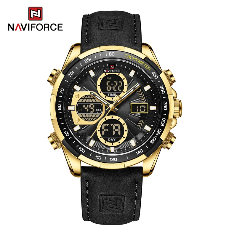 New NAVIFORCE Watches for Men Leather Mens Military Sport Waterproof Watch Quartz WristWatch Chronograph Male Clock - Cashdust