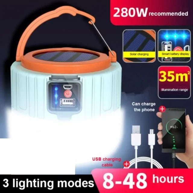 Outdoor Solar Light LED Lamp Rechargeable Bulbs Emergency Light Hook Up Camping Fishing Portable Lantern Lights - Cashdust