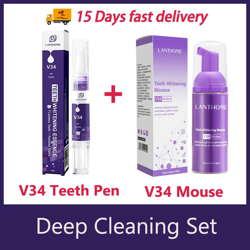 V34 Teeth Whitening Mousse Toothpaste Remove Plaque Stains Cleaning Oral Hygiene Bleaching Dental Tools Fresh Breath Tooth Care - Cashdust