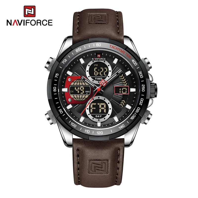 New NAVIFORCE Watches for Men Leather Mens Military Sport Waterproof Watch Quartz WristWatch Chronograph Male Clock - Cashdust