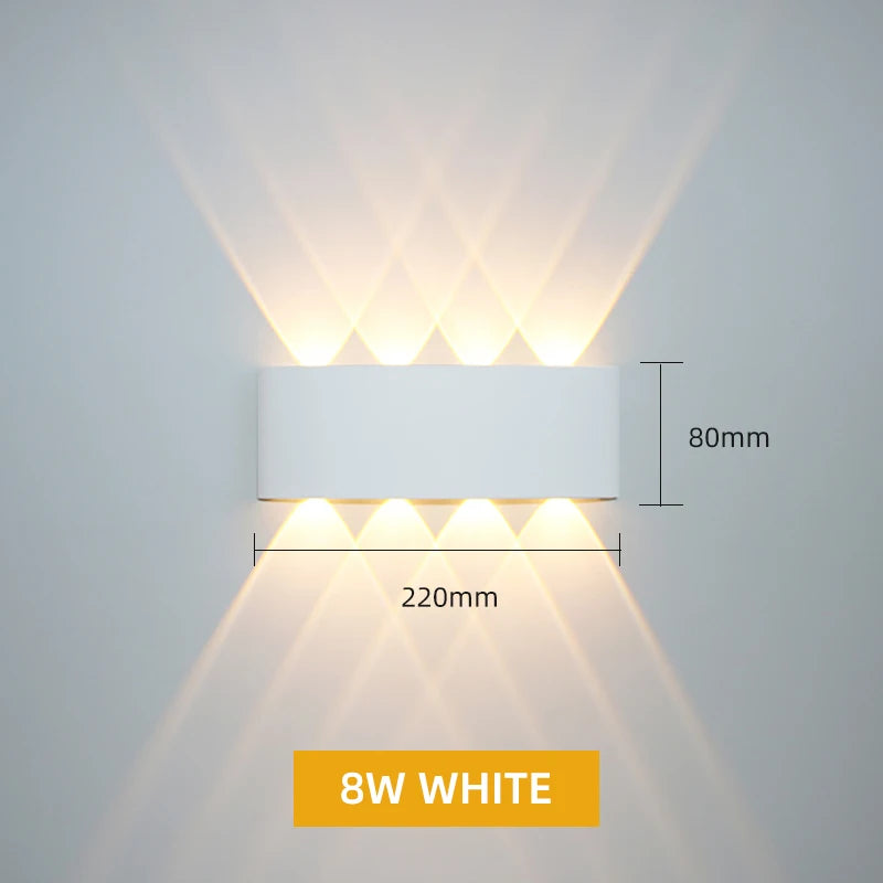 Aluminum LED Wall Lamp Waterproof IP65 Outdoor Garden Lights 8W 12W Interior Wall Light for Bedroom Living Room Stairs Lighting - Cashdust