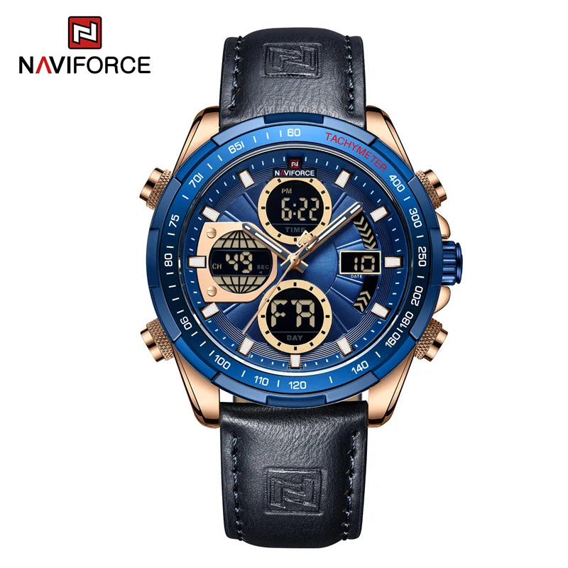 New NAVIFORCE Watches for Men Leather Mens Military Sport Waterproof Watch Quartz WristWatch Chronograph Male Clock - Cashdust