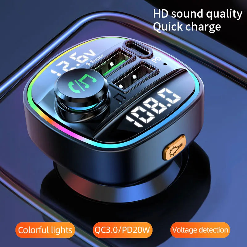 Bluetooth 5.0 FM Transmitter Handsfree Car Radio Modulator MP3 Player With 22.5W USB Super Quick Charge Adapter for Car - Cashdust