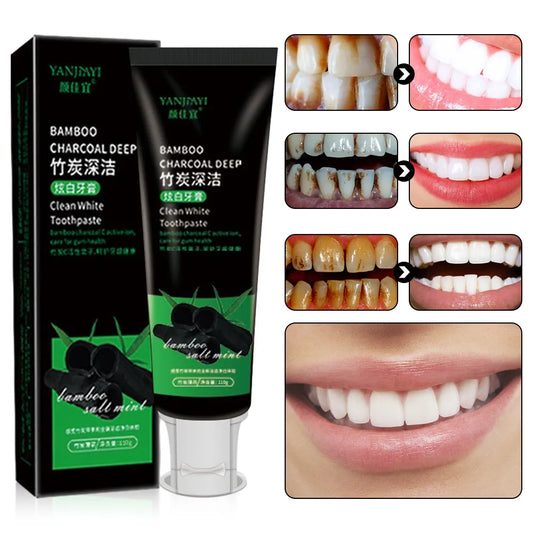 110g Bamboo Charcoal Black Toothpaste Deep Clean Mint Flavor Teeth Whitening Bad Breath Stains Care Beauty Health Maquiagem - Cashdust