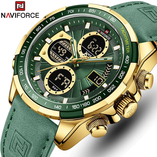 New NAVIFORCE Watches for Men Leather Mens Military Sport Waterproof Watch Quartz WristWatch Chronograph Male Clock - Cashdust