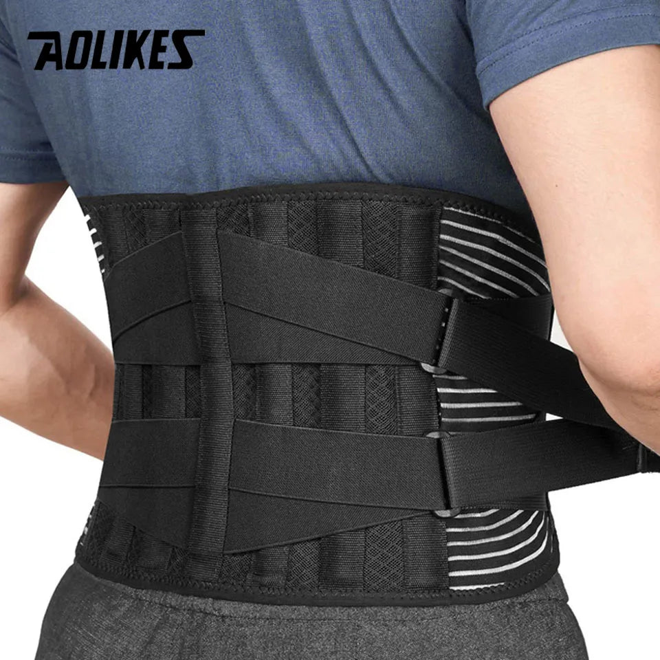 AOLIKES Lower Back Brace with 6 Stays Anti-skid Orthopedic lumbar Support Breathable Waist Support Belt for Gym Pain Relief - Cashdust