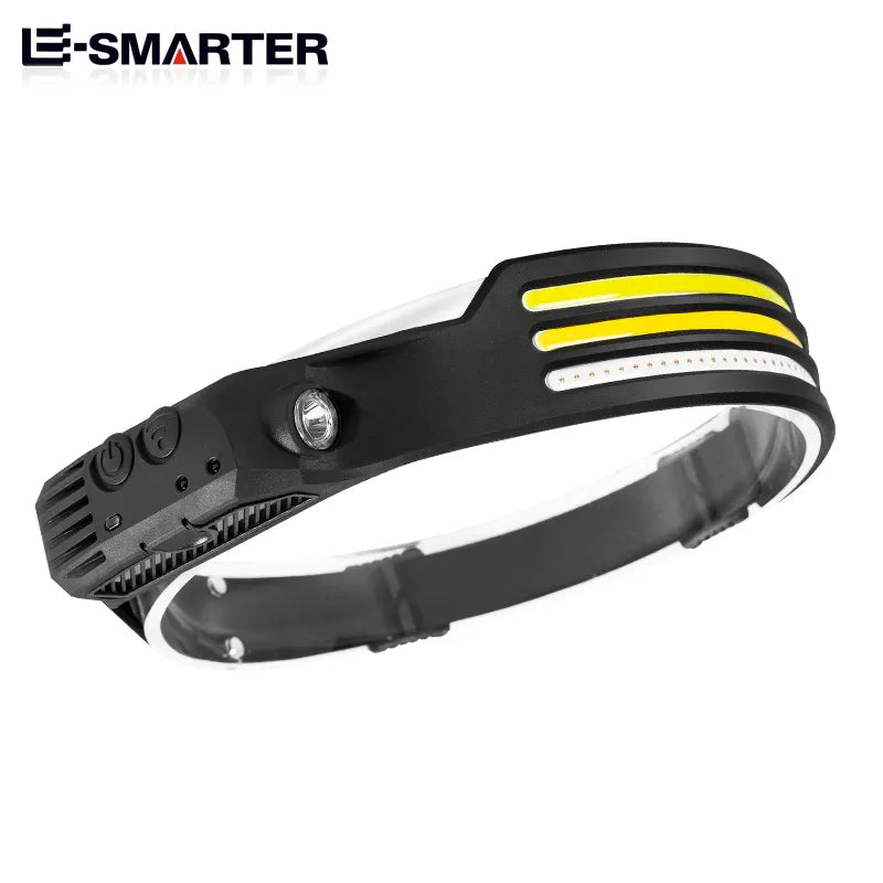 Induction Headlamp COB LED Sensor Head Lamp Built-in Battery Flashlight USB Rechargeable Head Torch 5 Lighting Modes Headlight - Cashdust