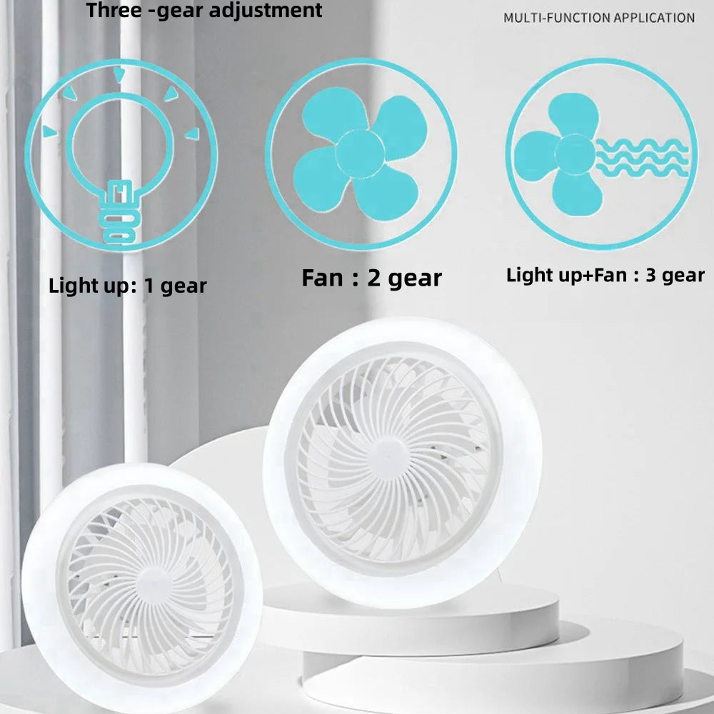 2-in-1 Three-speed Mode LED Fan Light LED Lamp Bead E27 Screw Fan Light Remote Control Wall Control Bedroom Light Fan Ceiling - Cashdust