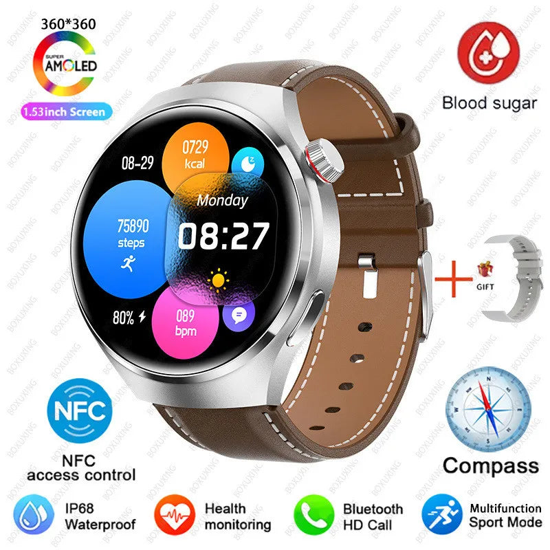 For Huawei Watch 4 Pro Smart Watch Men 360*360 HD Screen BT Call NFC IP68 Waterproof Heart rate Blood Sugar Smartwatch 2023 New - Cashdust