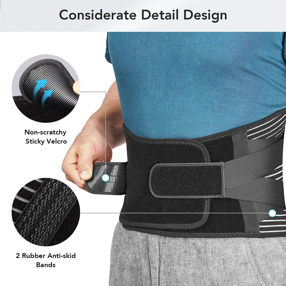 AOLIKES Lower Back Brace with 6 Stays Anti-skid Orthopedic lumbar Support Breathable Waist Support Belt for Gym Pain Relief - Cashdust