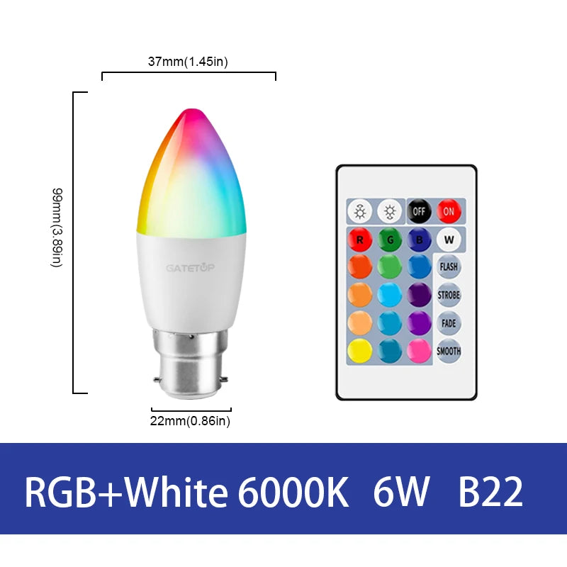 LED RGB Lamp Spotlight Bulb E27 E14 GU10 B22 AC120V 230V Bombillas LED 6W 10W IR Remote Control Led Smart RGBW Lamp Home Decor - Cashdust