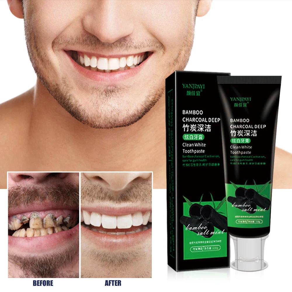 110g Bamboo Charcoal Black Toothpaste Deep Clean Mint Flavor Teeth Whitening Bad Breath Stains Care Beauty Health Maquiagem - Cashdust