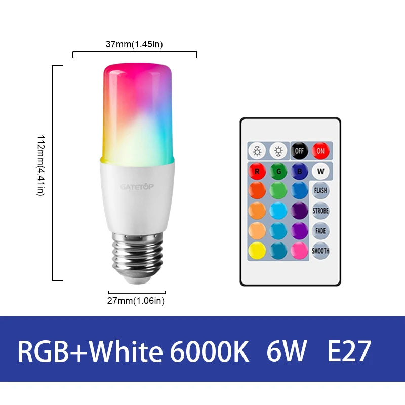 LED RGB Lamp Spotlight Bulb E27 E14 GU10 B22 AC120V 230V Bombillas LED 6W 10W IR Remote Control Led Smart RGBW Lamp Home Decor - Cashdust