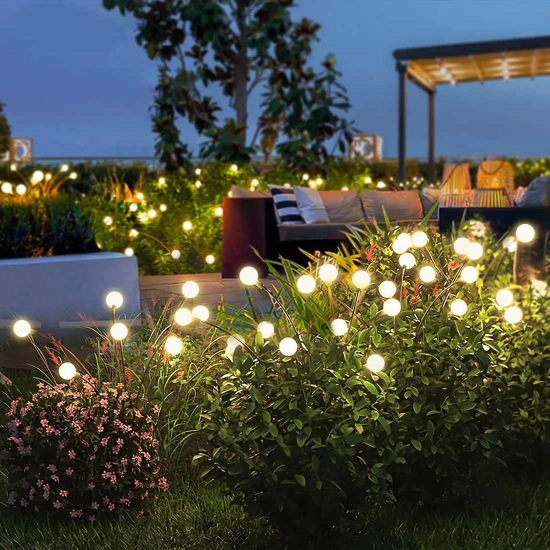 8 LED Solar Garden Lights Powered Firefly Lights Outdoor Waterproof Vibrant Garden Lights for Patio Pathway Decoration,Warm - Cashdust