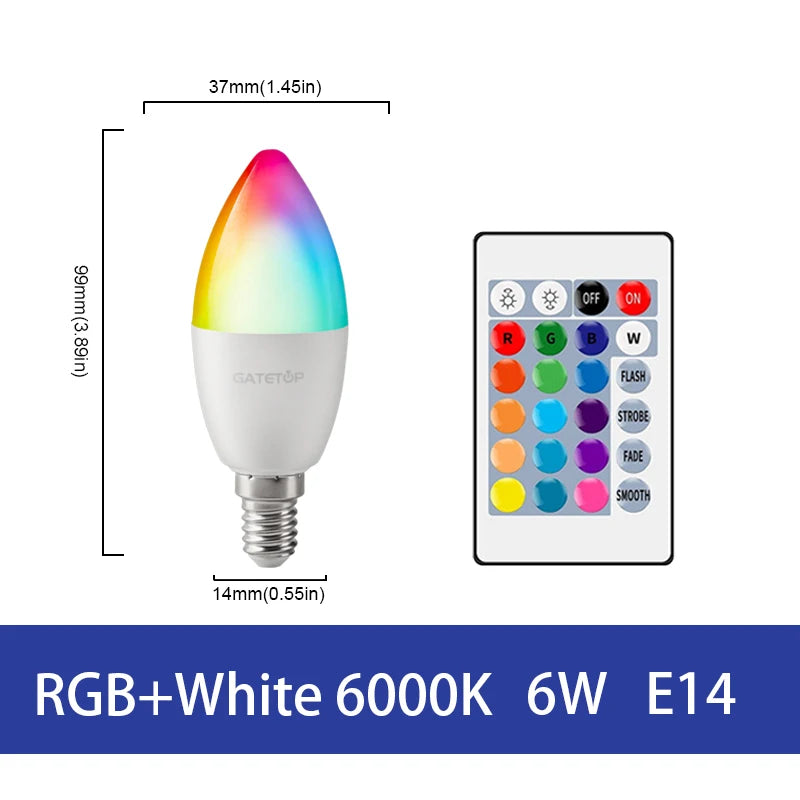 LED RGB Lamp Spotlight Bulb E27 E14 GU10 B22 AC120V 230V Bombillas LED 6W 10W IR Remote Control Led Smart RGBW Lamp Home Decor - Cashdust