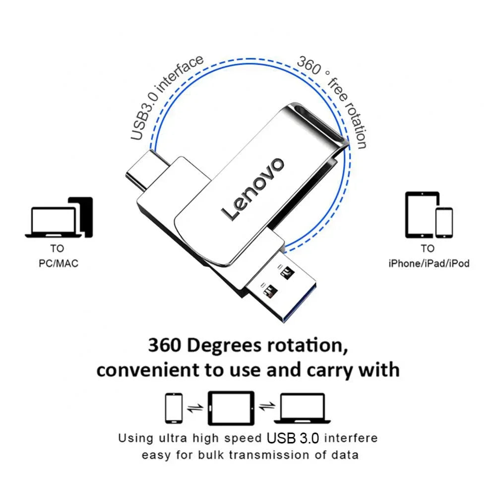 Lenovo 16TB USB 3.0 Flash Drives High Speed Transfer Metal Pendrive Memory Card Pendrive Flash Disk Memoria Waterproof 2024 New - Cashdust