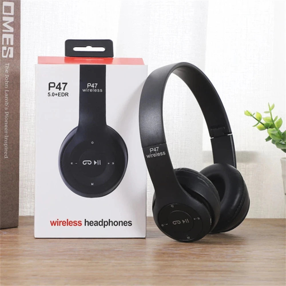 P47 Wireless Bluetooth Headphone With Microphone Foldable Headsets Bass HiFi Sound Music Stereo Earphone For Smartphones TV Game - Cashdust