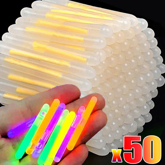 50/10Pcs Glowing Sticks Bright Colorful Light Chemical Fluorescence Sticks for Wedding Decoration Night Fishing Float Rod Lights - Cashdust