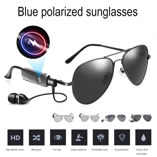 New Smart Glasses Polarized Retro Sunglasses Bluetooth Glasses Headset Voice Call HIFI Noise Reduction Outdoor Sport Headset - Cashdust