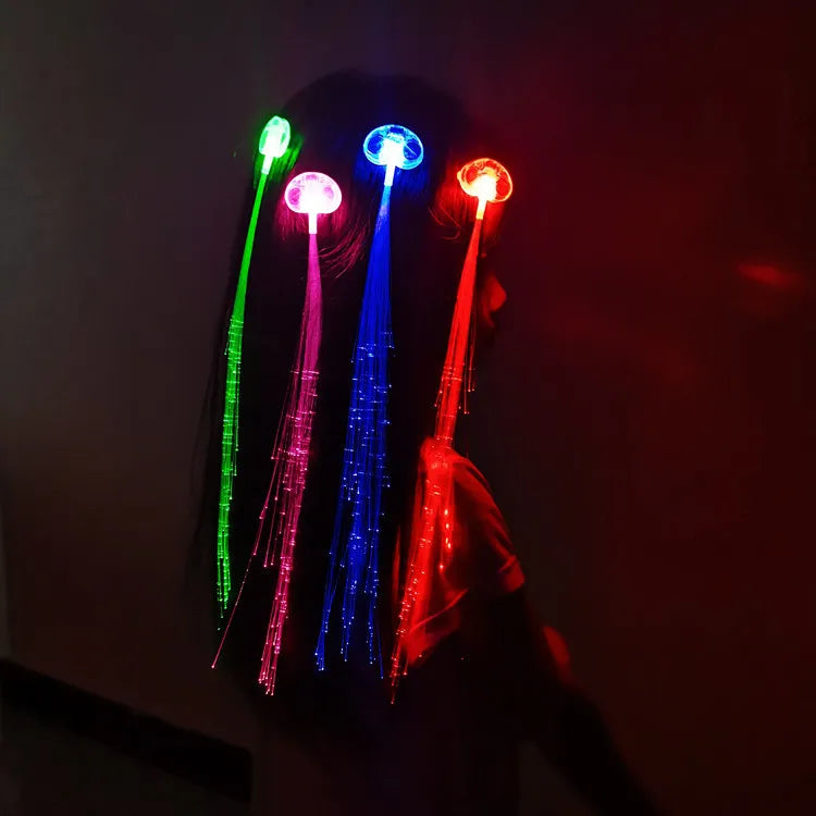 5/12 Pcs Glowing Hair Braid Led Glowing Braid Neon Party Glow In The Dark Christmas Lights Halloween Decoration party favor - Cashdust