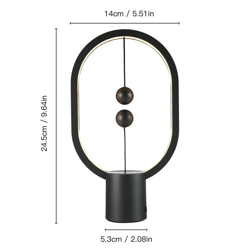 LED Mini Balance Light Creative Desktop Bedroom Lamp USB Oval Magnetic Air Switch Eye Protection Night Light Touch Control Night - Cashdust