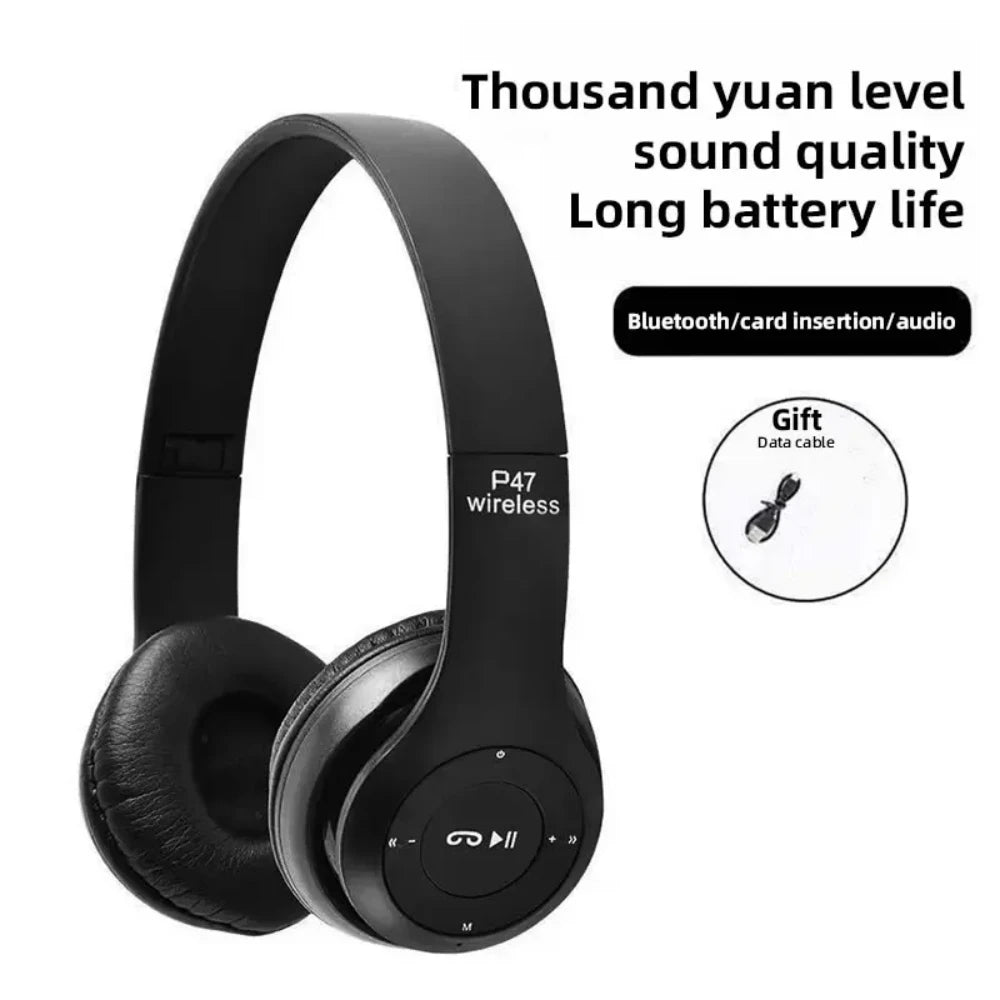 P47 Wireless Bluetooth Headphone With Microphone Foldable Headsets Bass HiFi Sound Music Stereo Earphone For Smartphones TV Game - Cashdust