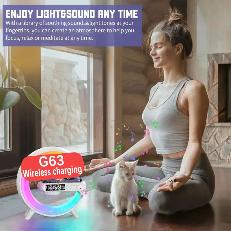 15W Multifunction Wireless Charger Pad Stand Speaker TF RGB Night Light Fast Charging Station for iPhone Samsung Xiaomi Huawei - Cashdust