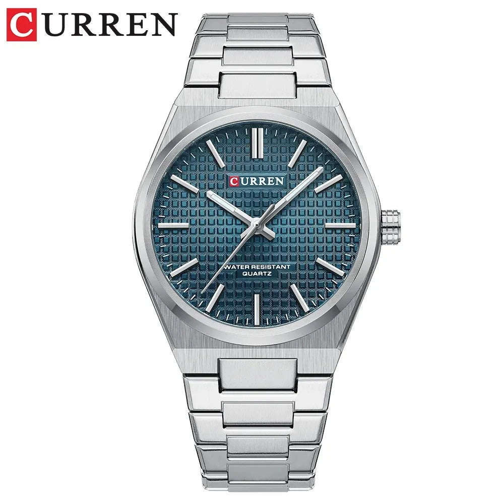 CURREN Luxury Men Watch Casual Business Style Watch for Men 30m Waterproof Stainless Steel Quartz Date Clock Blue 1 - Cashdust