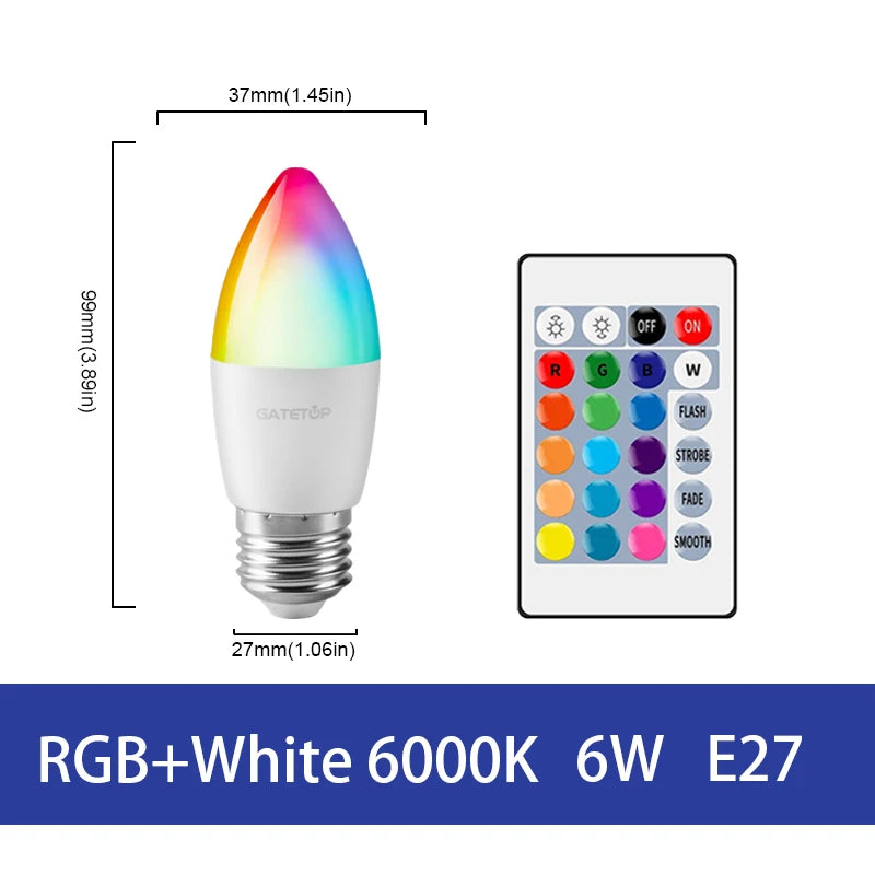 LED RGB Lamp Spotlight Bulb E27 E14 GU10 B22 AC120V 230V Bombillas LED 6W 10W IR Remote Control Led Smart RGBW Lamp Home Decor - Cashdust