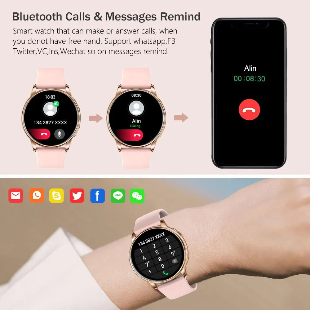 Bluetooth Call Smart Watch Women Custom Dial Steel Watches Men Sports Fitness Tracker Heart Rate Smartwatch For Android IOS G35 - Cashdust