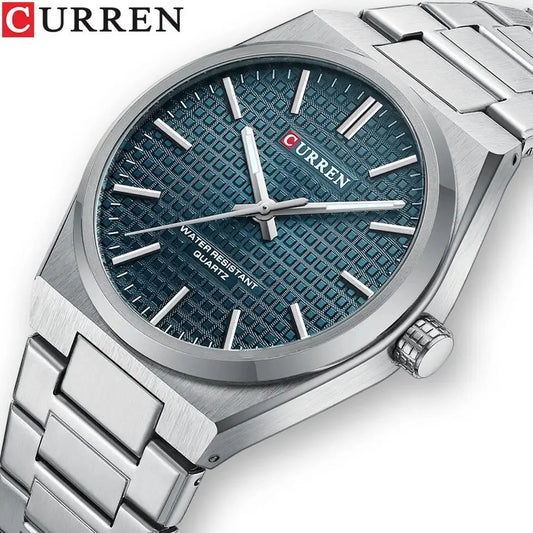 CURREN Luxury Men Watch Casual Business Style Watch for Men 30m Waterproof Stainless Steel Quartz Date Clock Blue 1 - Cashdust