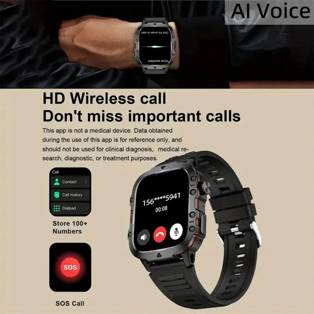 2024 Men's Smart Watch Bluetooth Call AI Voice 100+ Sport Modes 420mAh Big Battery Sports Waterproof Smart Watch for Android IOS - Cashdust