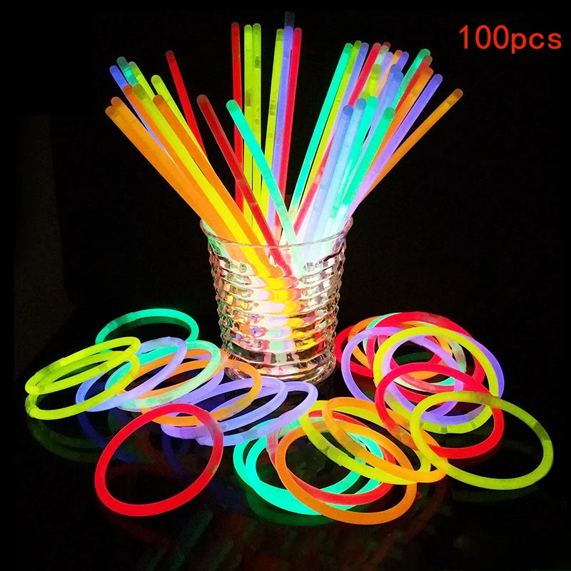 50/100Pcs Glow Stick Fluorescent Stick Neon Necklace Bracelets Party Light Stick For Wedd Festive Concert Party Glow Stick - Cashdust