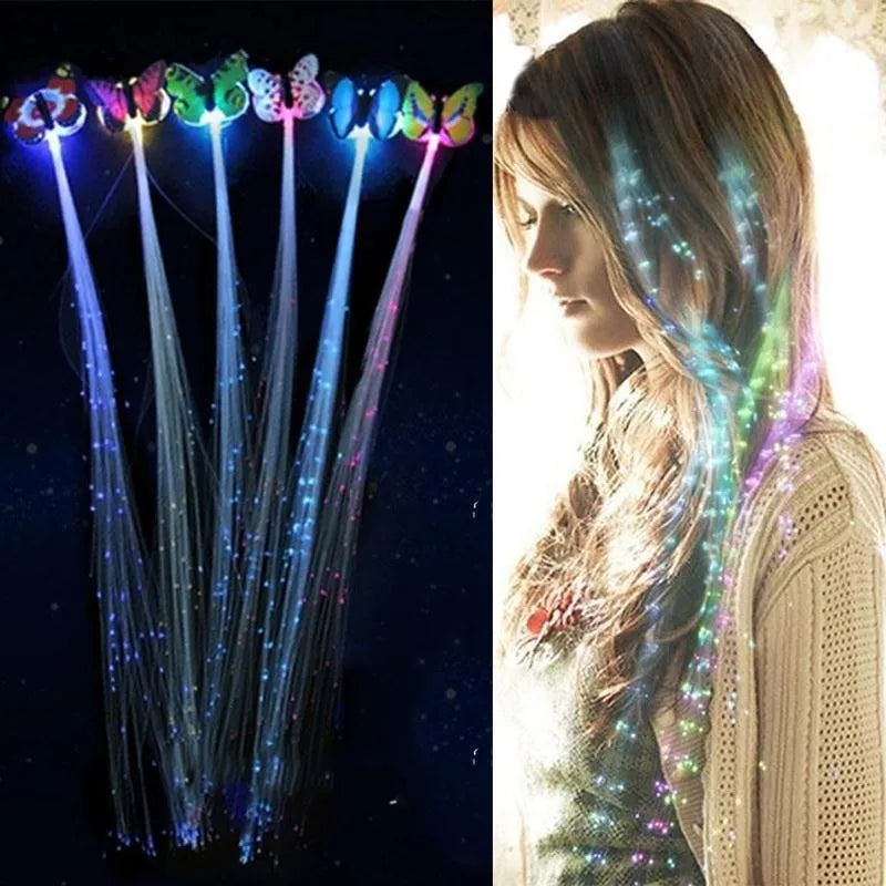 LED Glow Hair Braid Butterfly Light 3Pcs Colour Hairpin Novetly light Up Bar Party Decoration Christmas Children and Adults - Cashdust