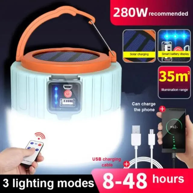 Outdoor Solar Light LED Lamp Rechargeable Bulbs Emergency Light Hook Up Camping Fishing Portable Lantern Lights - Cashdust