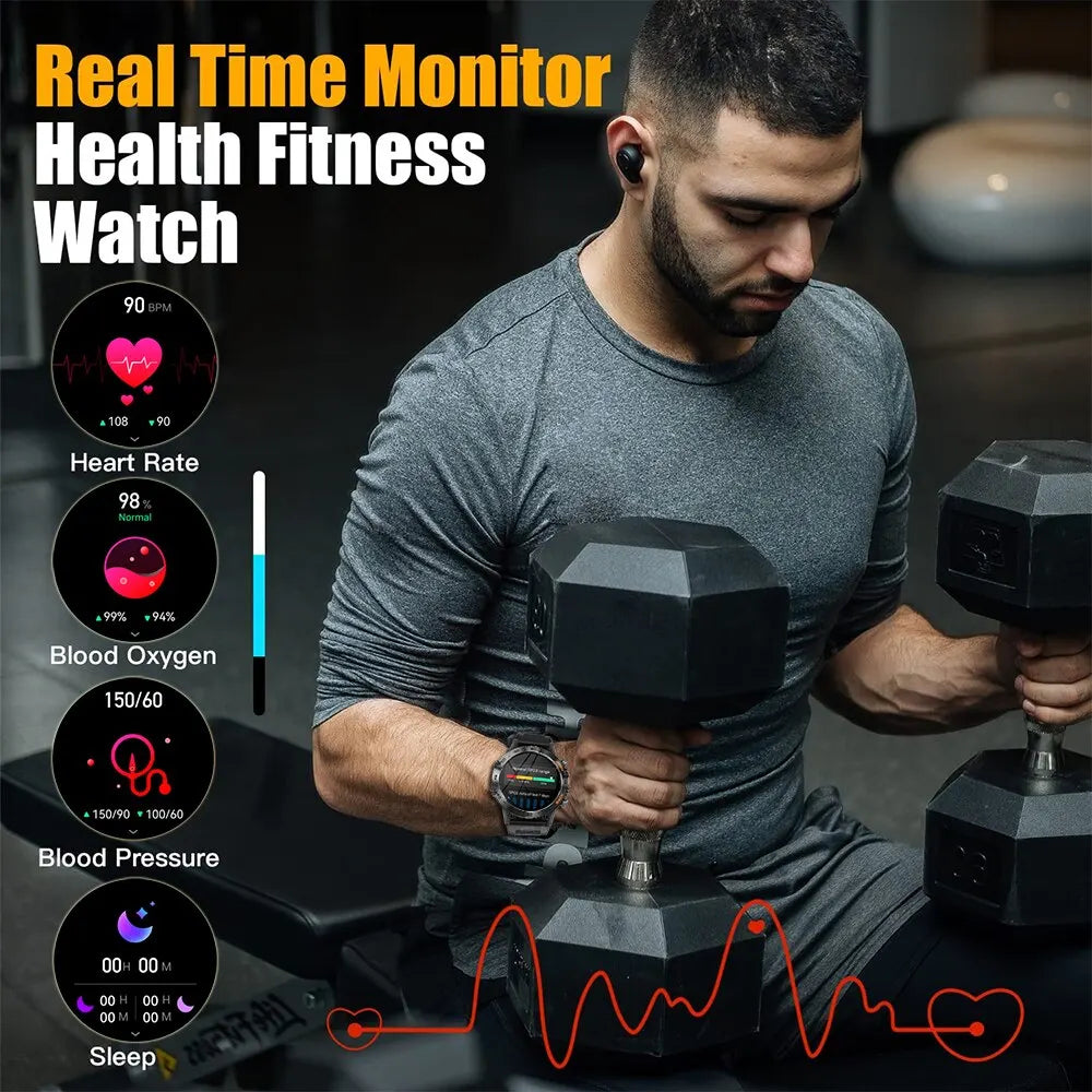 MELANDA Steel 1.39" Bluetooth Call Smart Watch Men Sports Fitness Tracker Watches IP67 Waterproof Smartwatch for Android IOS K52